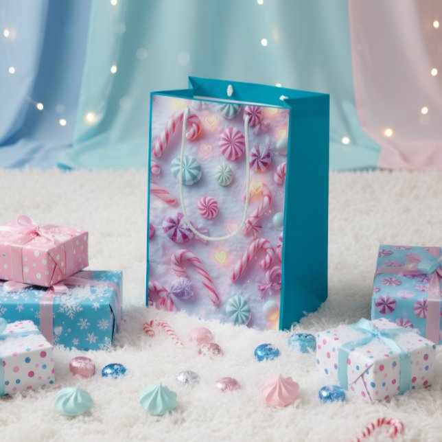 Sacola Para Presentes Média Luxury Candy Cane Christmas Gift Bag (Criador carregado)