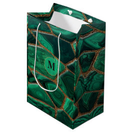 Sacola Para Presentes Média Luxury Emerald Malachite Green Marble Abstract