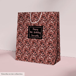 Sacola Para Presentes Média Luxury Gift Bag Rose Gold and Black Party Style