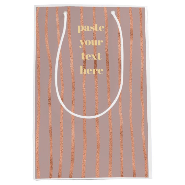 Sacola Para Presentes Média Luxury glitter stripes (Frente)