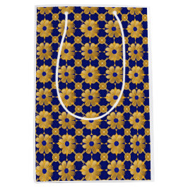 Sacola Para Presentes Média "Luxury Gold Floral Gift Bag – Elegant Wrapping fo