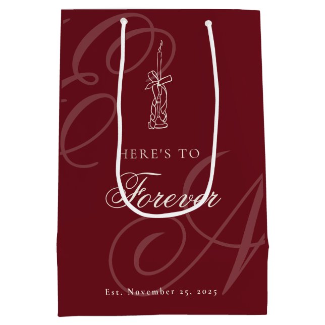 Sacola Para Presentes Média Luxury Old Money Retro Calligraphy Wedding (Verso)