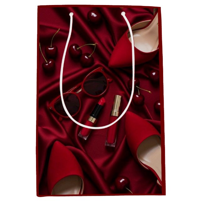 Sacola Para Presentes Média Luxury Red Fashion Gift Bag (Frente)