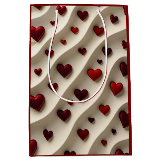 Sacola Para Presentes Média Luxury Red Hearts Valentine’s Day Gift Bag