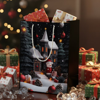 Sacola Para Presentes Média Luxury Winter Christmas Gift Bag