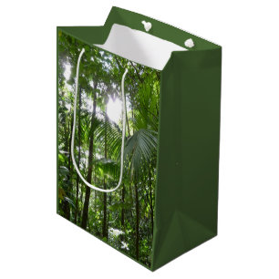 Sacola Para Presentes Média Luz do sol através da capa tropical da floresta tr