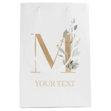M Monograma Floral Personalizada Média de Presente
