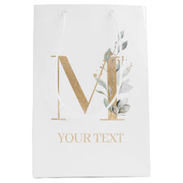 Sacola Para Presentes Média M Monograma Floral Personalizada Média de Presente