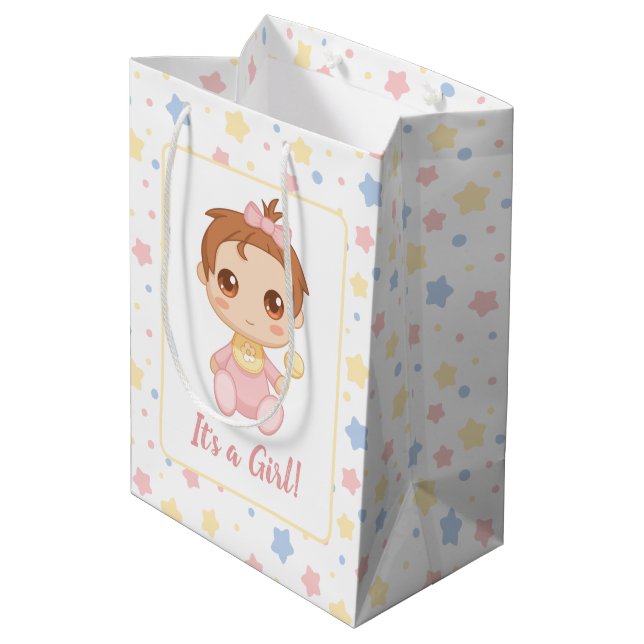 Sacola Para Presentes Média Macacão Rosa Menina Bebê (Verso inclinado)