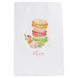 Sacola Para Presentes Média Macarões de AquarelaBag de Presente