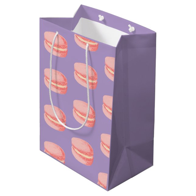 Sacola Para Presentes Média Macarons rosa (Verso inclinado)