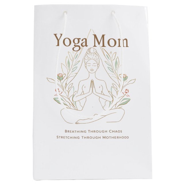 Sacola Para Presentes Média Mãe de Yoga Respirando Através da Maternidade (Frente)