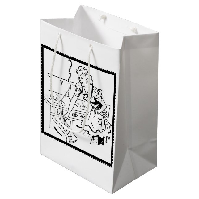 Sacola Para Presentes Média Mãe do Cozinhar Retroativo (Frente inclinada)