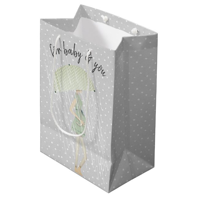 Sacola Para Presentes Média Mãe esperta com guarda-chuva nas Bolinhas (Frente inclinada)