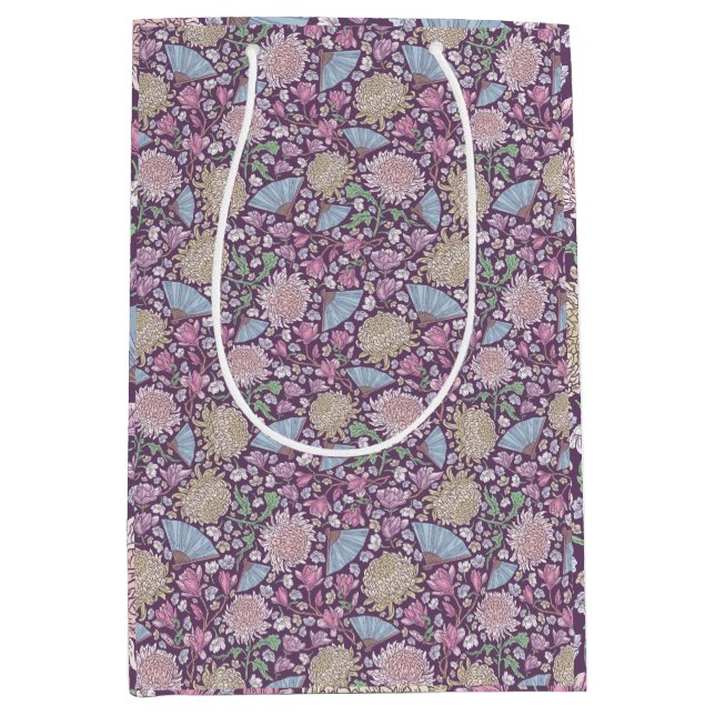 Sacola Para Presentes Média Mãe Jardim da Primavera Crisântemo Japão Dia das M (Frente)