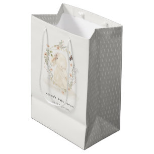 Sacola Para Presentes Média Mãe Suave Bonita Coelhinha Floral Chá de fraldas