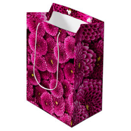 Sacola Para Presentes Média Magenta Chrysanthemum Floral Gift Bag