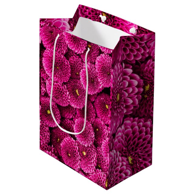 Sacola Para Presentes Média Magenta Chrysanthemum Floral Gift Bag (Frente inclinada)