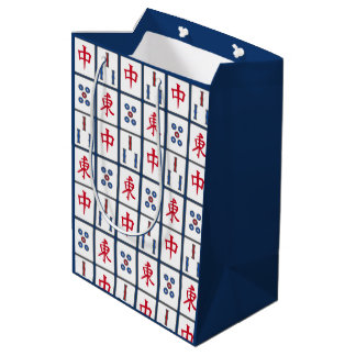 Sacola Para Presentes Média Mahjong Game Azulejo Design Medium Gift Bag