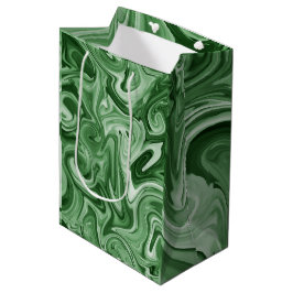 Sacola Para Presentes Média Mala de Natal Verde-Chic Marbled Paint