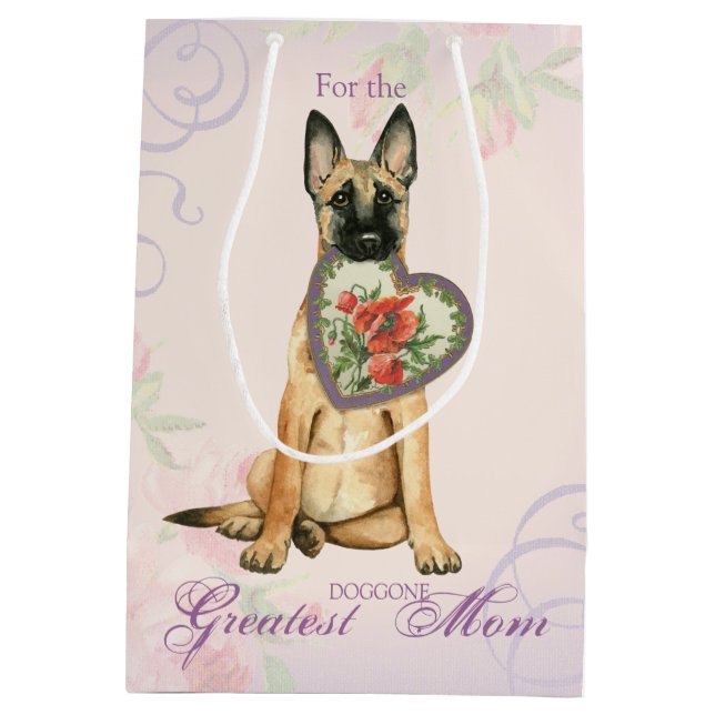 Sacola Para Presentes Média Malinois Heart Mãe (Verso)