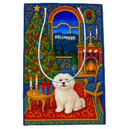 Sacola Para Presentes Média Maltese Holiday 