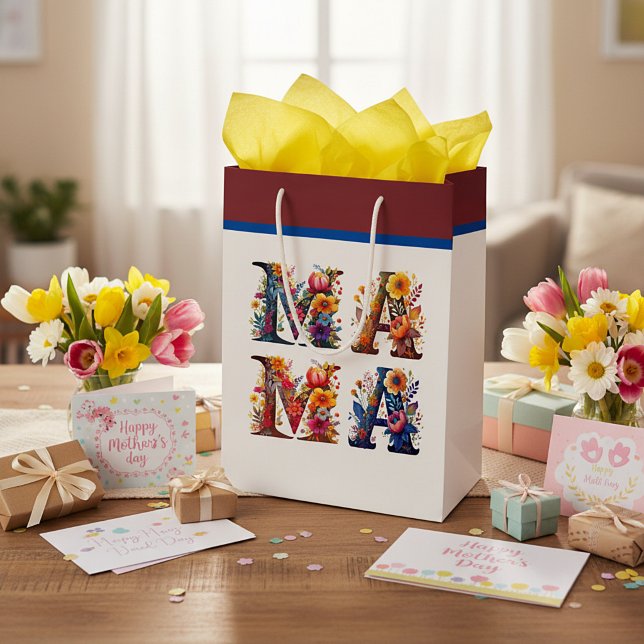 Sacola Para Presentes Média MAMA Floral (Criador carregado)