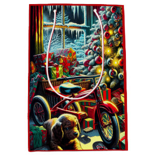 Sacola Para Presentes Média Manhã de Natal Nostálgica, antiga