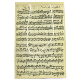 Sacola Para Presentes Média Manuscrito da música de Bach Partita para o