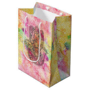 Sacola Para Presentes Média Mão do símbolo Fatima amulet Henna floral