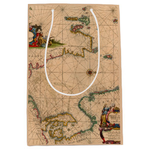 Sacola Para Presentes Média Mapa antigo antigo inspirado (1)