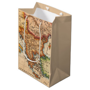 Sacola Para Presentes Média Mapa antigo antigo inspirado (2)