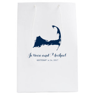 Sacola Para Presentes Média Mapa de Massachusetts do Marinho Blue Cape Cod  SA