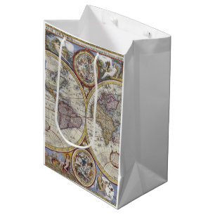 Sacola Para Presentes Média Mapa Mundial Antiquado nº 3