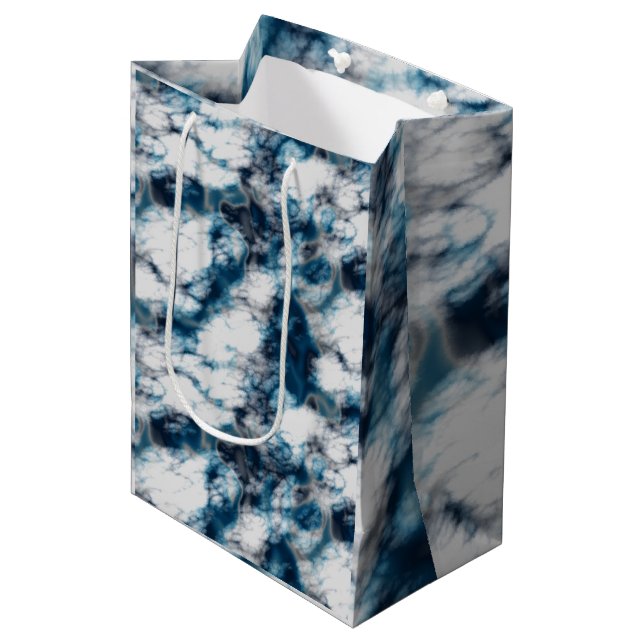 Sacola Para Presentes Média Marble Azul (Frente inclinada)