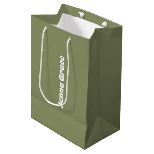 Sacola Para Presentes Média Marca de presentes do nome personalizado verde ver