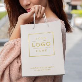 Sacola Para Presentes Média Marca Dourada do logotipo comercial personalizado