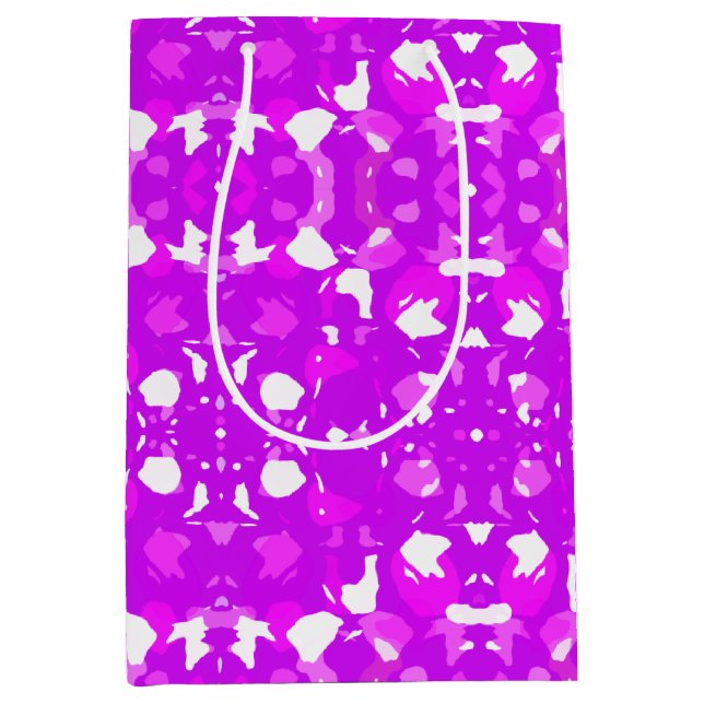Sacola Para Presentes Média Marcações Simétricas Rosa e Branco (Frente)