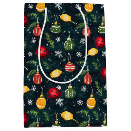 Sacola Para Presentes Média Marcha de Feriado de Pickleball em Aquarela