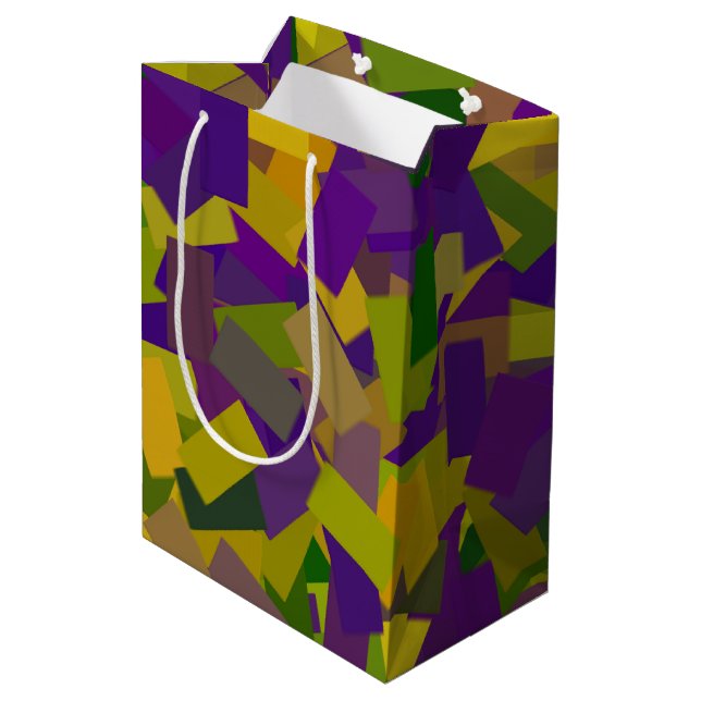 Sacola Para Presentes Média Mardi Gras Blocks (Verso inclinado)