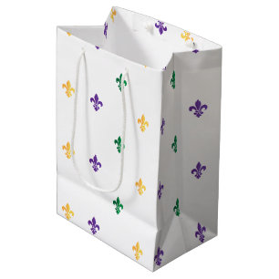 Sacola Para Presentes Média Mardi Gras - Carnaval Fleur de Lis Diamond Decore