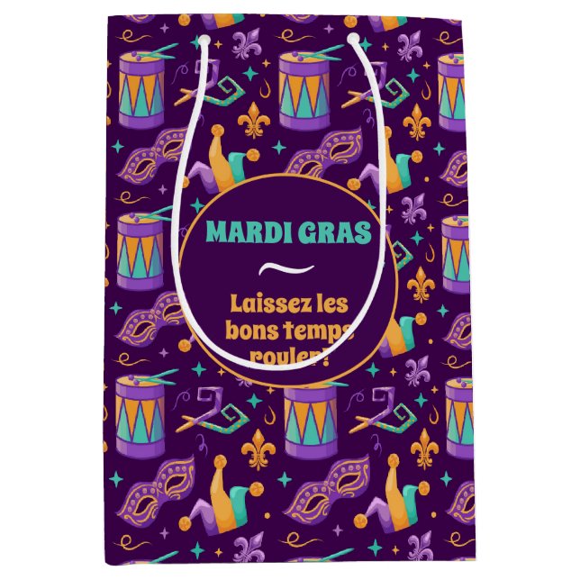 Sacola Para Presentes Média Mardi Gras Fat Terça Carnaval (Frente)