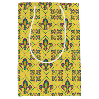 Sacola Para Presentes Média Mardi Gras Fleur De Lis Pattern