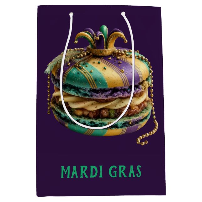 Sacola Para Presentes Média Mardi Gras Royal Macaron (Frente)