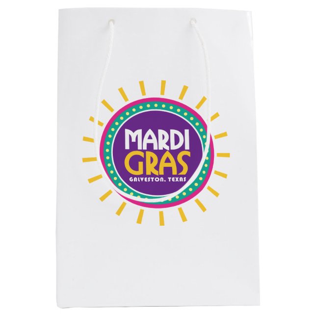 Sacola Para Presentes Média Mardi Gras Sun, Galveston, Texas (Frente)