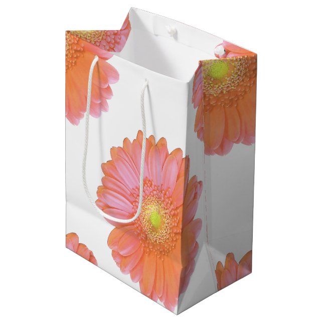 Sacola Para Presentes Média Margarida de gerbera laranja (Frente inclinada)