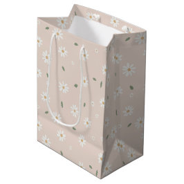 Sacola Para Presentes Média Margaridas Florais Lindas & Verdura