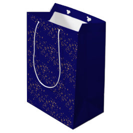 Sacola Para Presentes Média Marinho azul com estrelas douradas aniversário dup