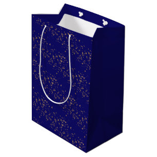 Sacola Para Presentes Média Marinho azul com estrelas douradas aniversário dup