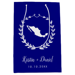 Sacola Para Presentes Média Marinho Azul México Mapa de Boas-vindas Boas-vinda